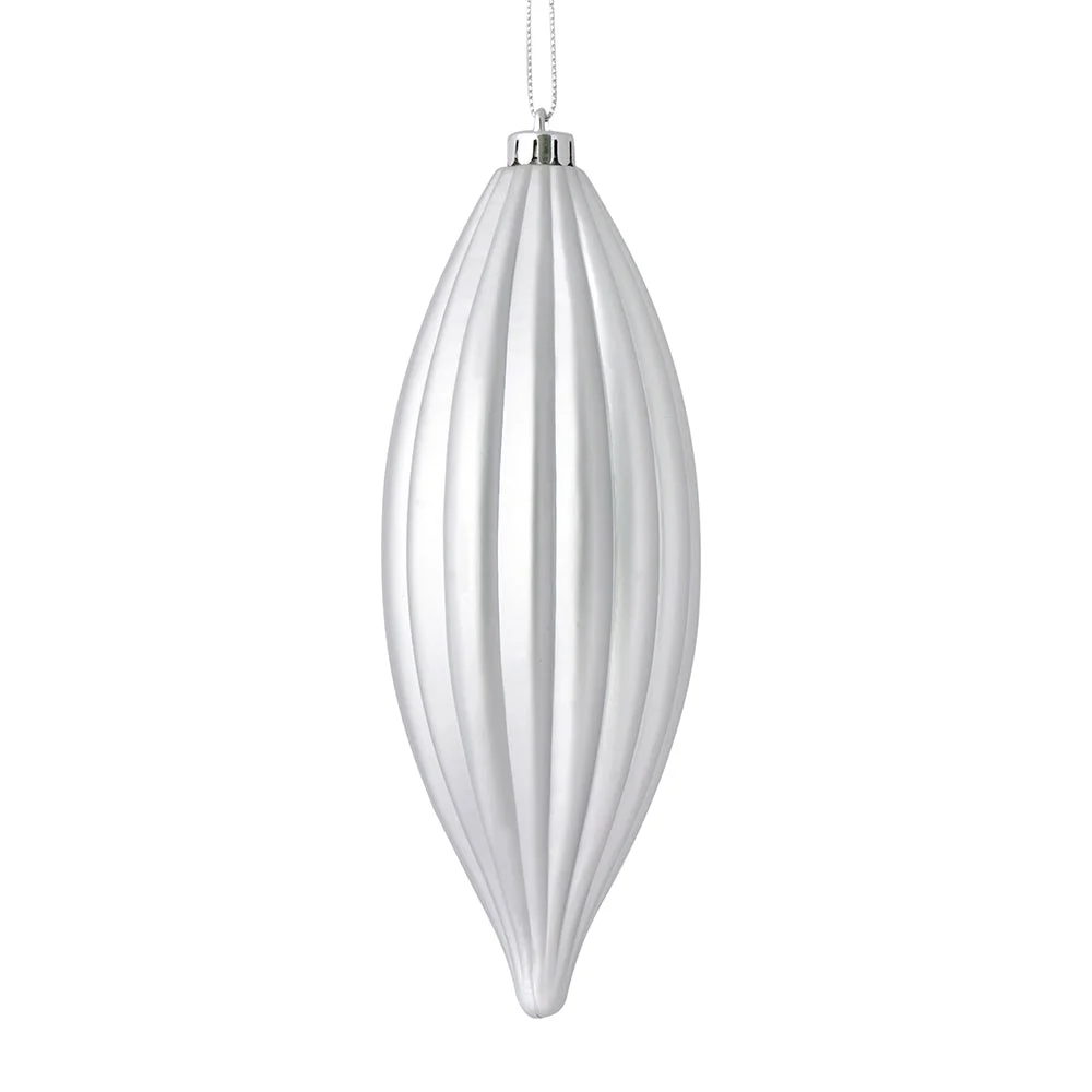 Vickerman M183207M 8" Silver Matte Line Finial Ornament Pack Of 4