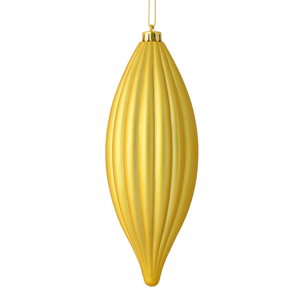 Vickerman M183208M 8" Gold Matte Line Finial Ornament Pack Of 4