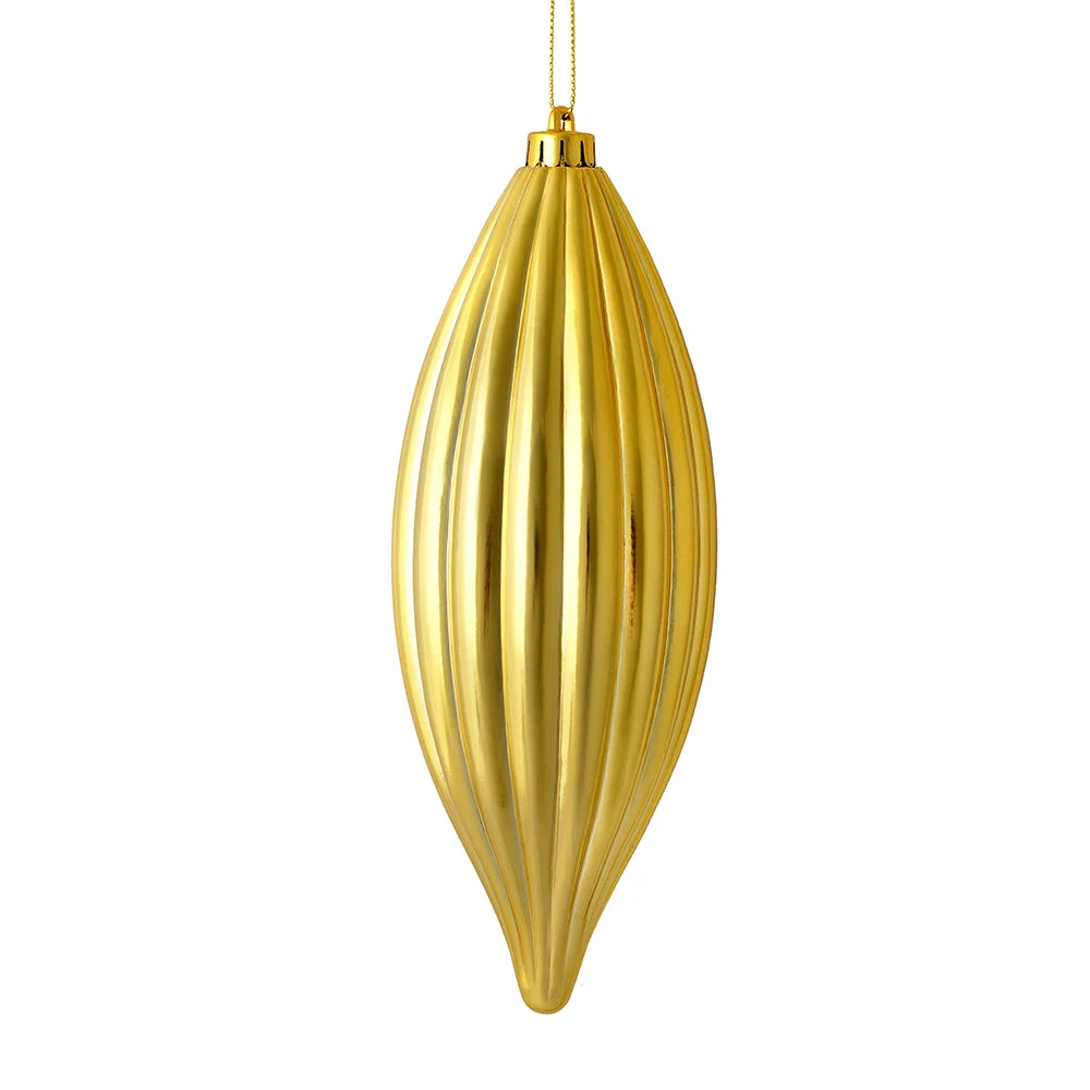 Vickerman M183208S 8" Gold Shiny Line Finial Ornament Pack Of 4