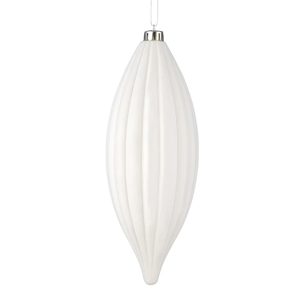 Vickerman M183211M 8" White Matte Line Finial Ornament Pack Of 4