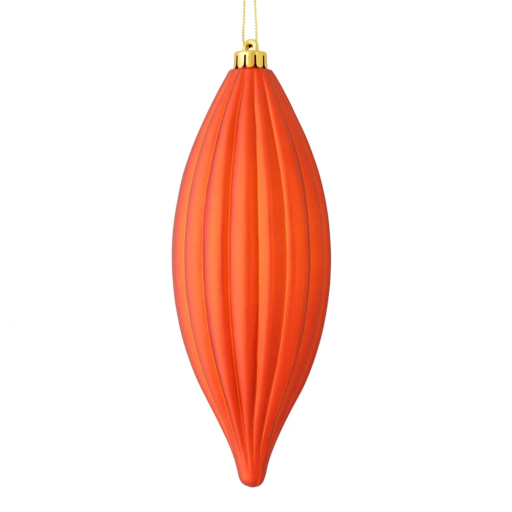 Vickerman M183218M 8" Burnished Orange Matte Line Finial Ornament Pack Of 4