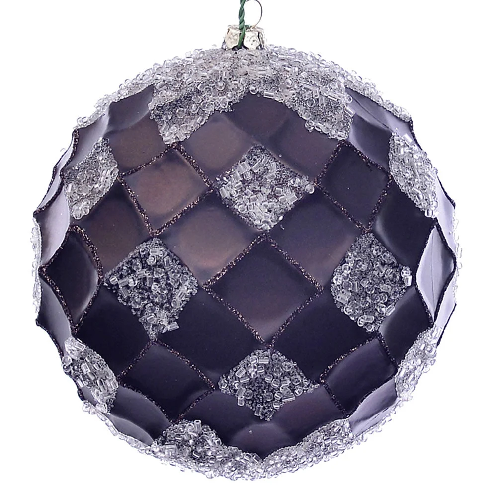 Vickerman MC190575D 4.75" Chocolate Net Beaded Ball 3 Per Bag