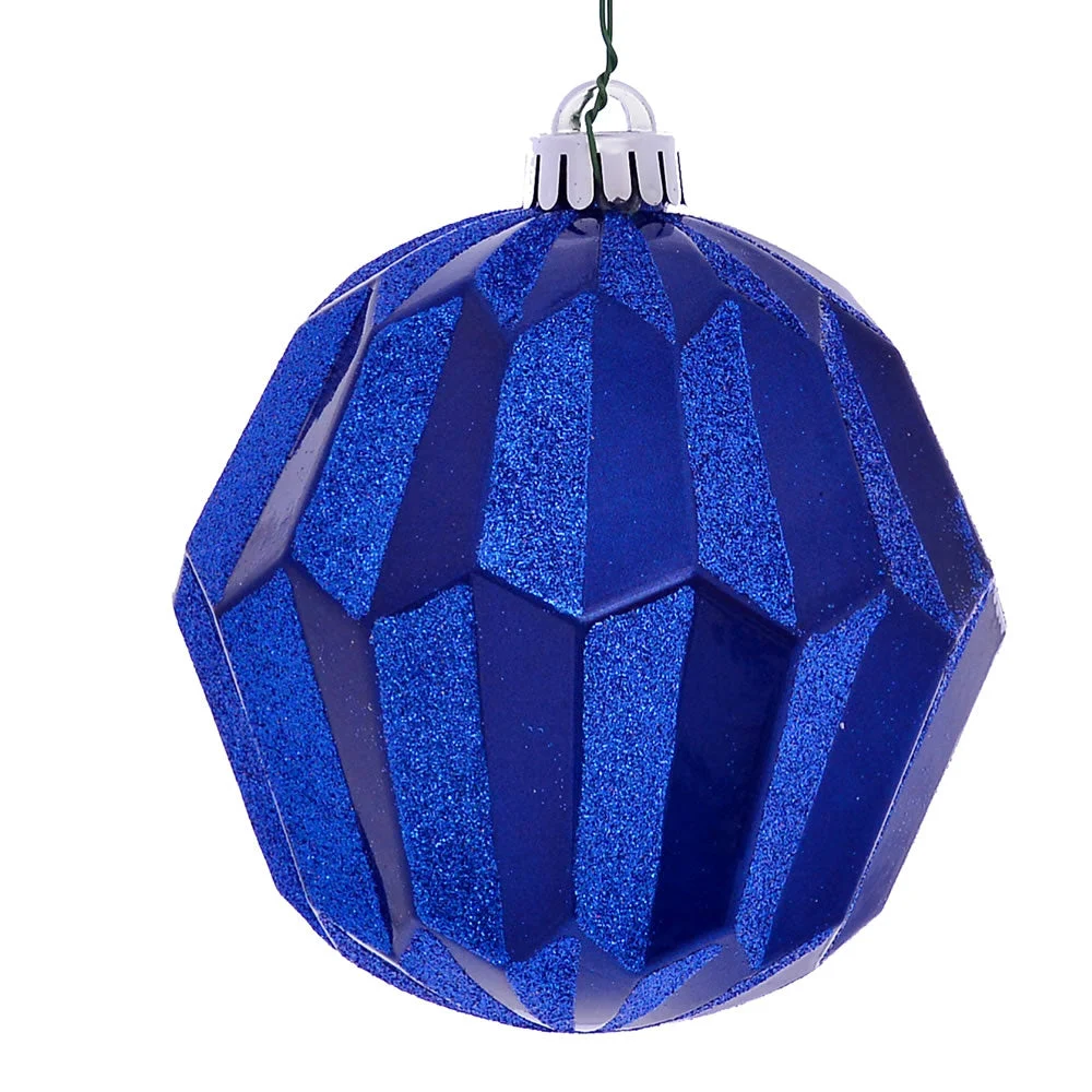 Vickerman MC190802D 5" Blue Glitter Faceted Ball Ornament 3 Per Bag