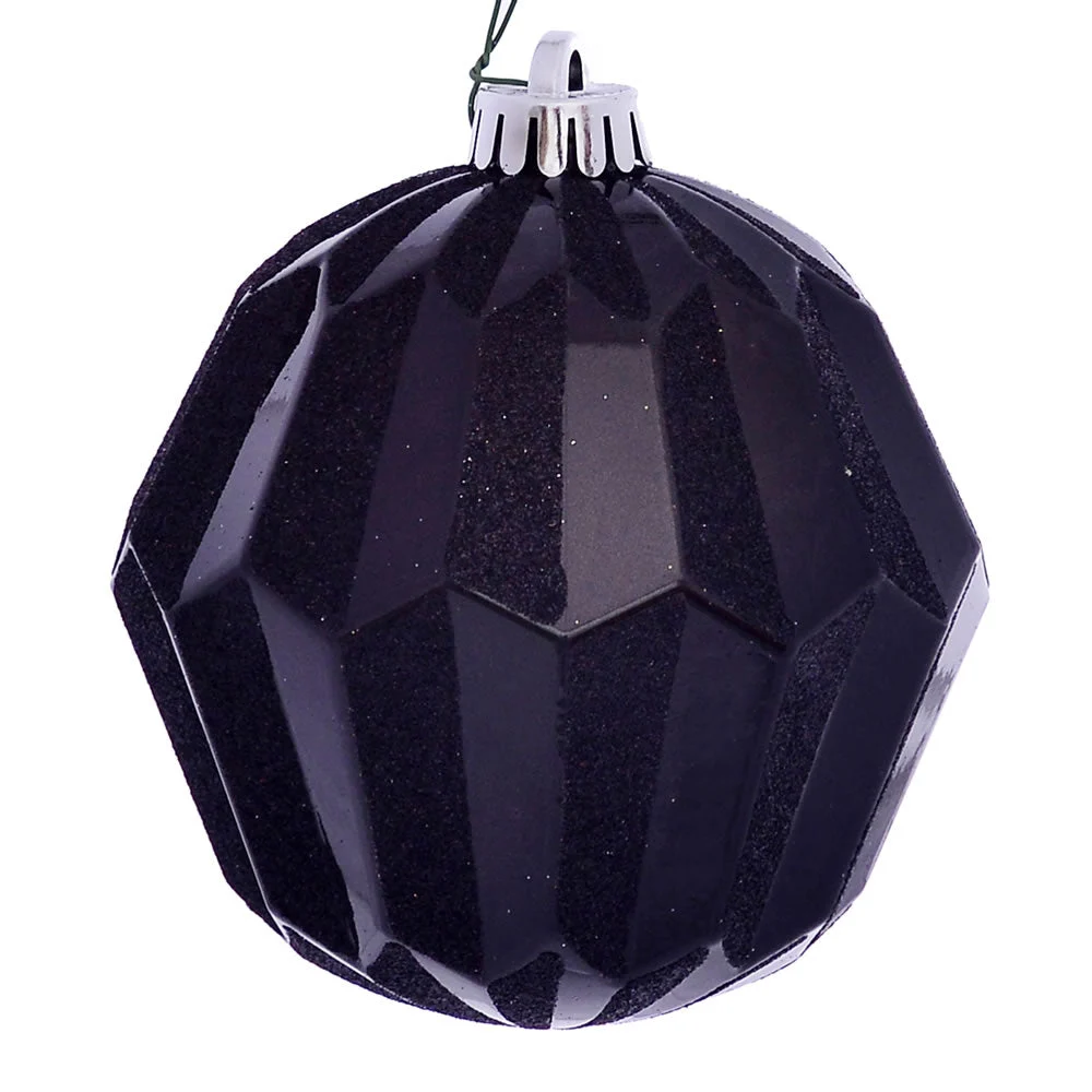 Vickerman MC190817D 5" Black Glitter Faceted Ball Ornament 3 Per Bag