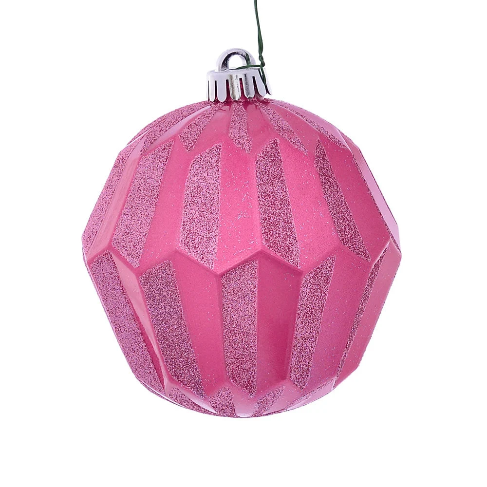Vickerman Mc190845D 5" Mauve Glitter Faceted Ball Ornament 3/Bag