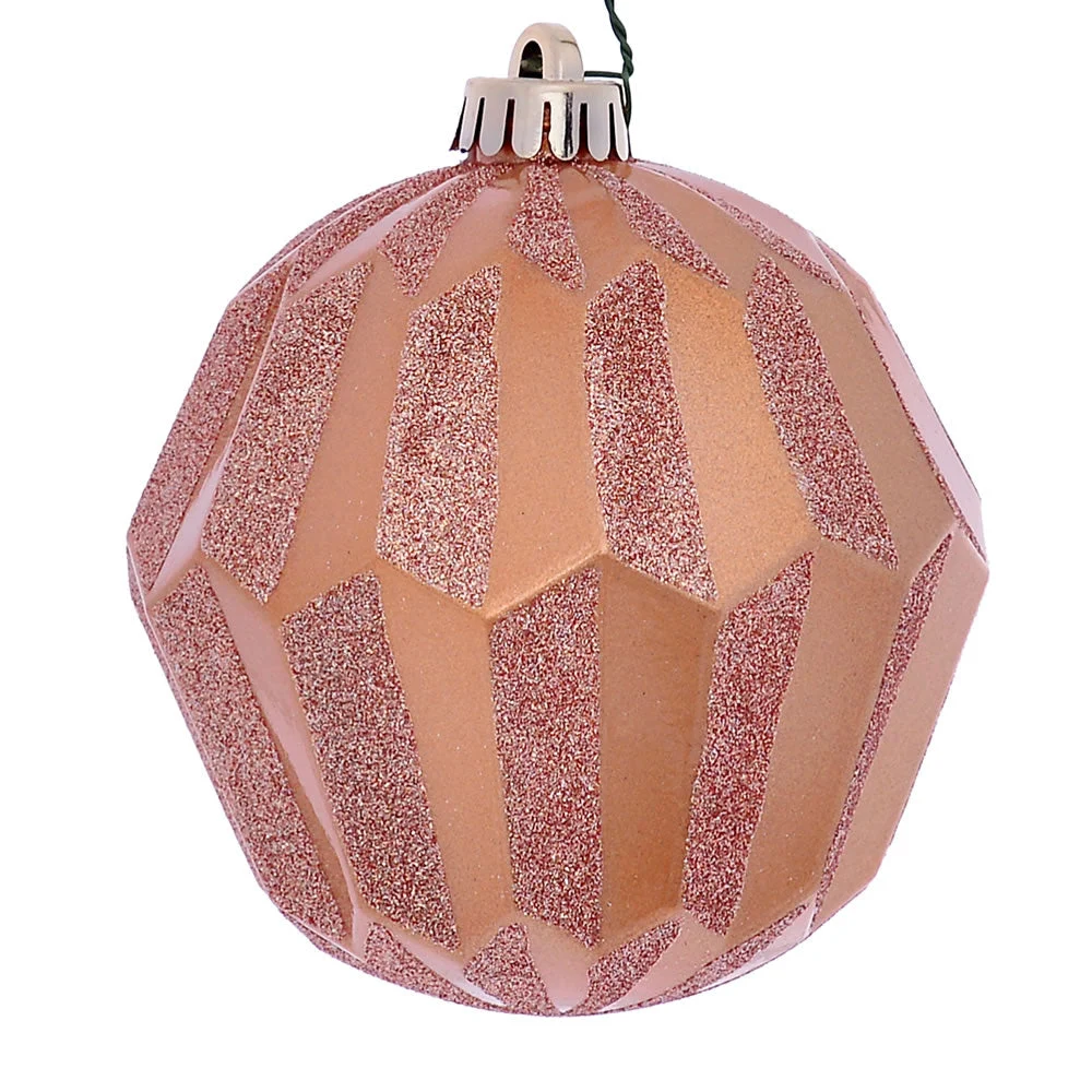 Vickerman Mc190880D 5" Cafe Latte Glitter Faceted Ball Ornament 3/Bag