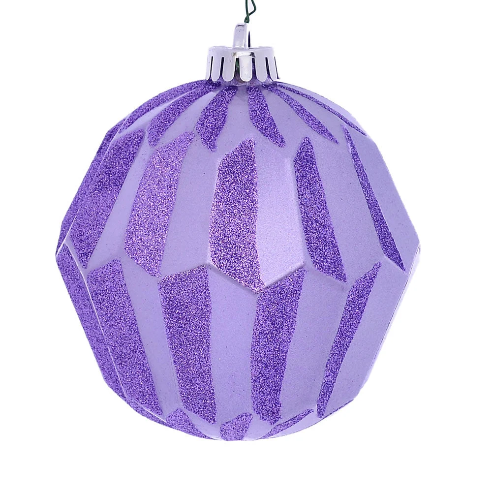 Vickerman Mc190886D 5" Lavender Glitter Faceted Ball Ornament 3/Bag