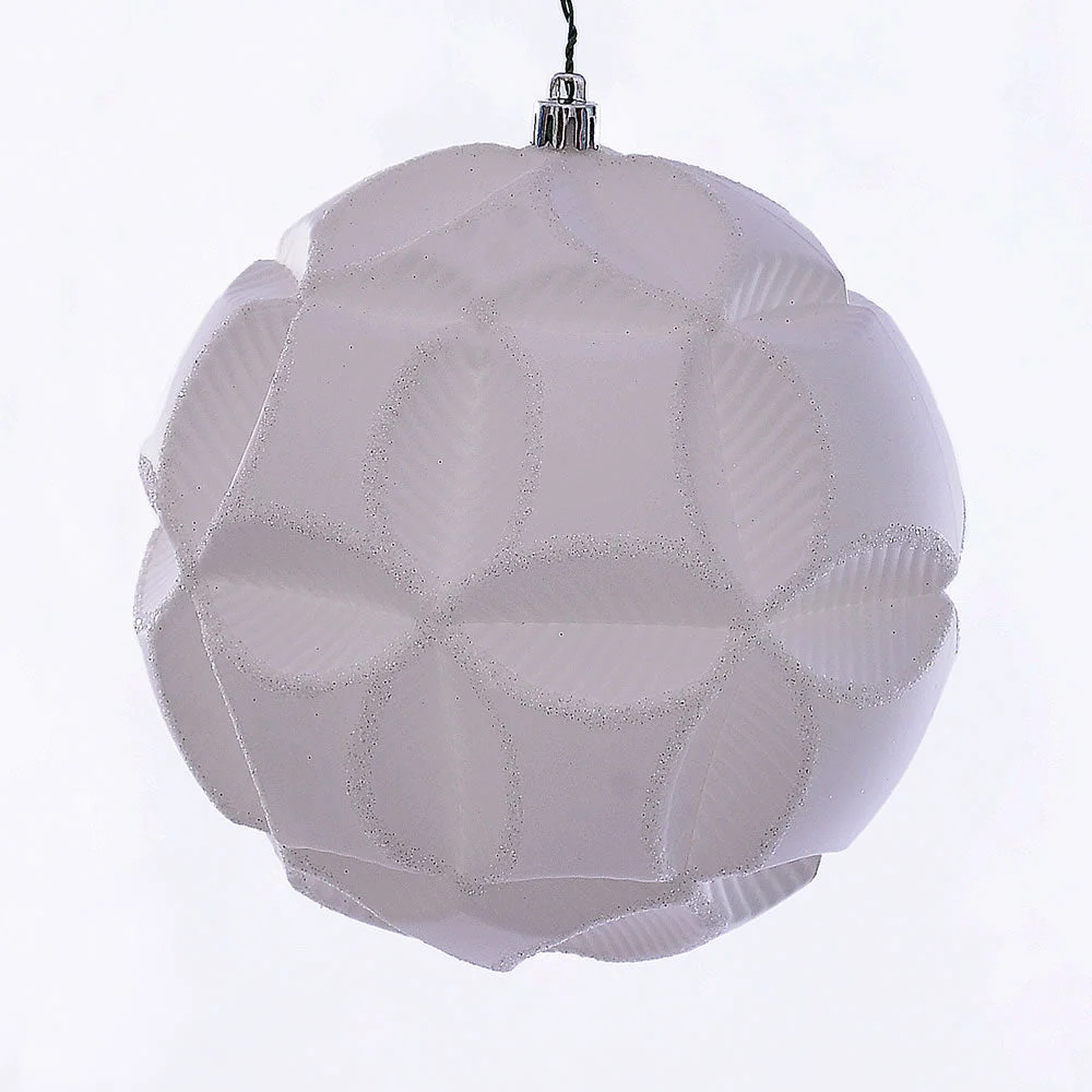 Vickerman Mc190911D 6" White Matte Clover Ball Ornament 2/Bag