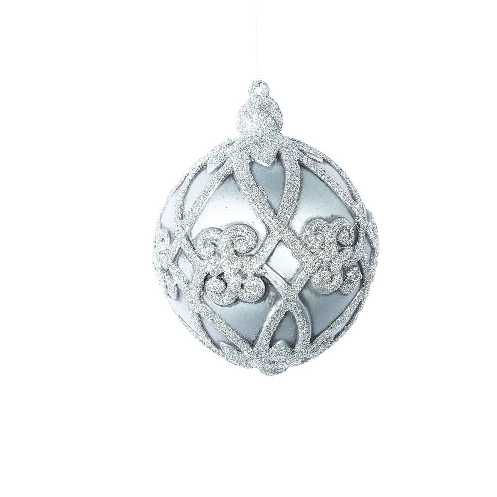 Vickerman Mc193525 5" Limestone Antique Filigree Pattern Ball Ornament 3/Bag