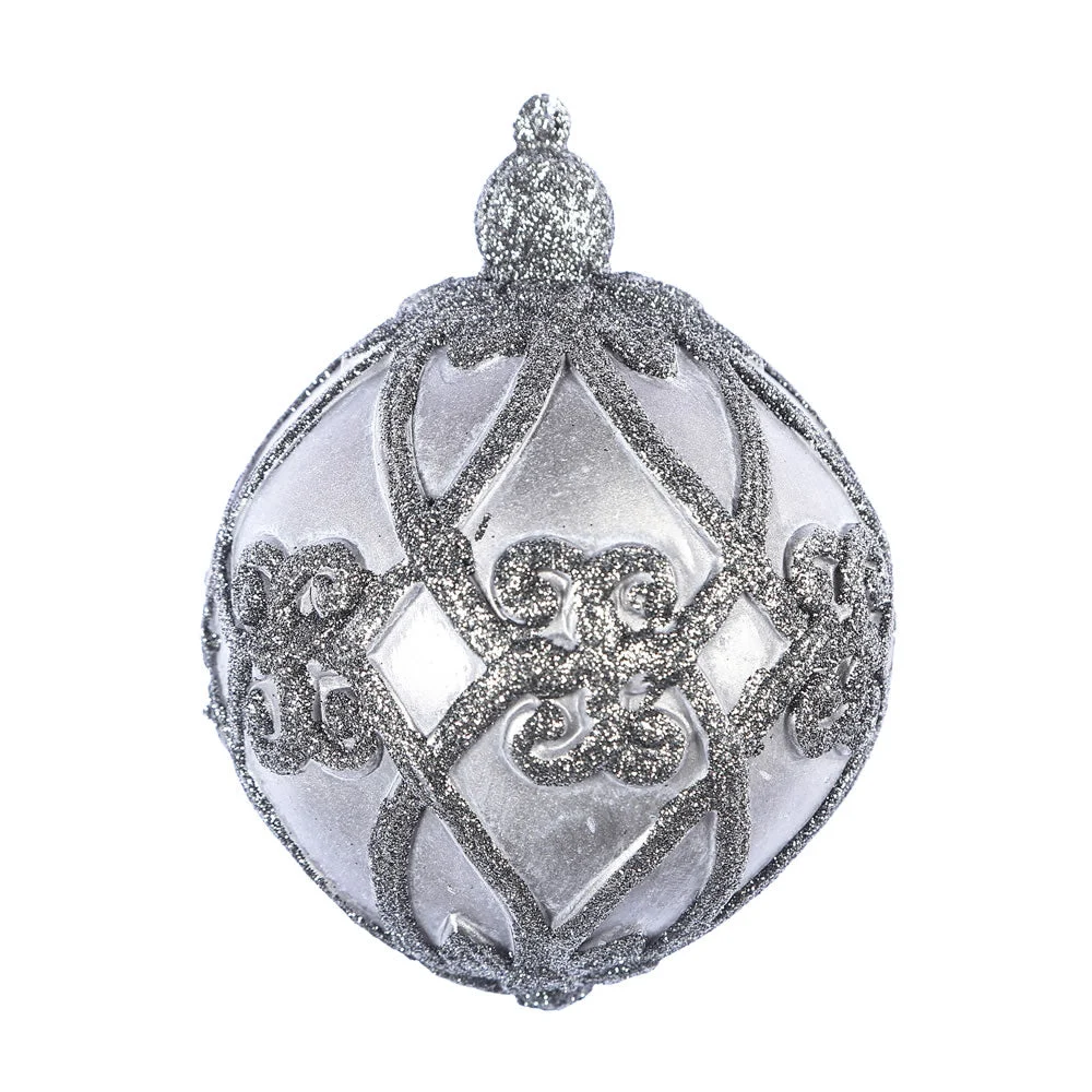 Vickerman Mc193584 5" Gunmetal Antique Filigree Pattern Ball Ornament 3/Bag