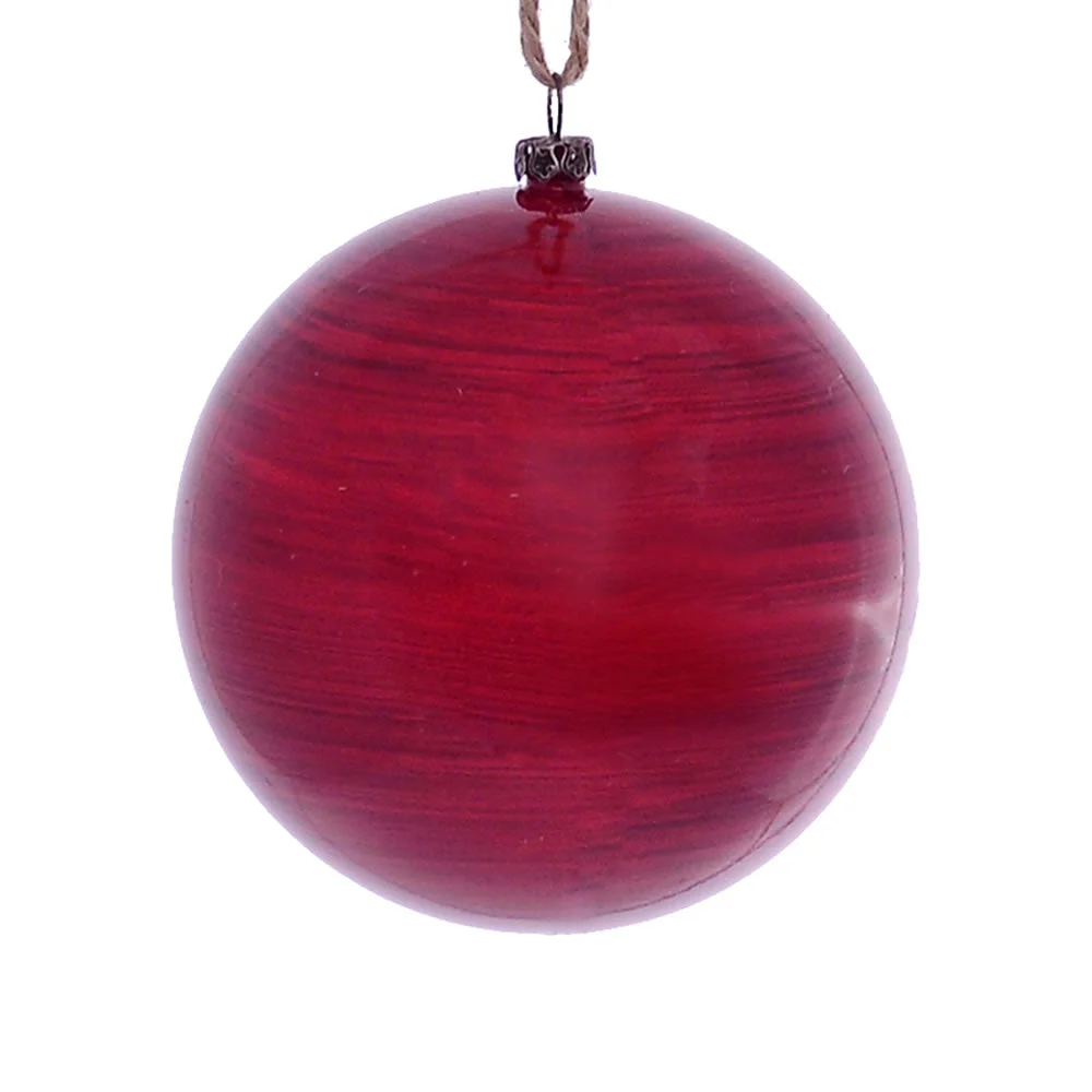 Vickerman Mc197003 4" Red Wood Grain Ball Ornament 6/Bag