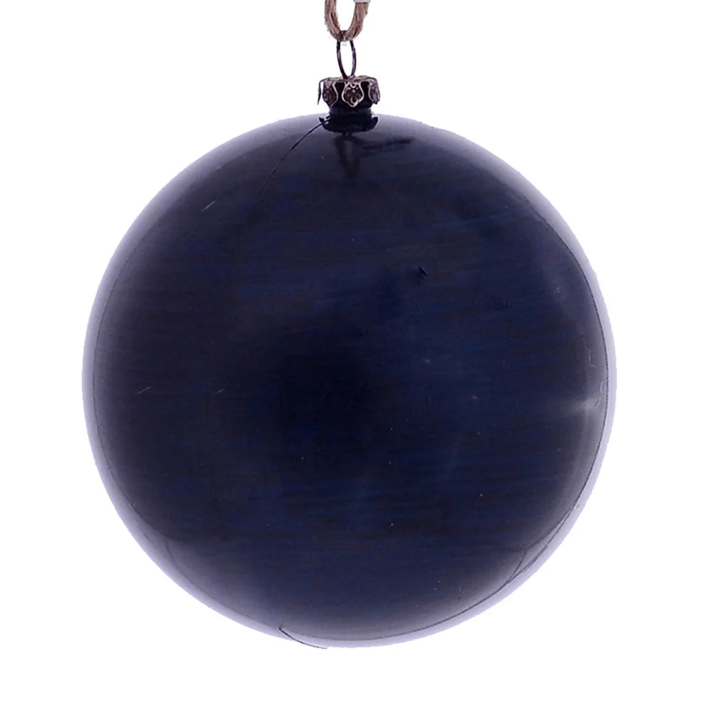 Vickerman Mc197031 4" Midnight Blue Wood Grain Ball Ornament 6/Bag