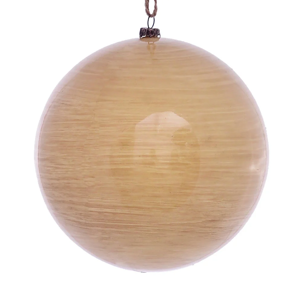 Vickerman Mc197290 6" Tan Wood Grain Ball Ornament 3/Bag