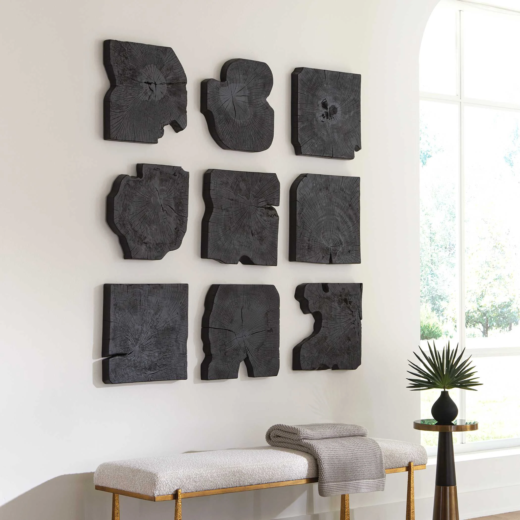 Bahati Black Wood Wall Decor // Set of 9