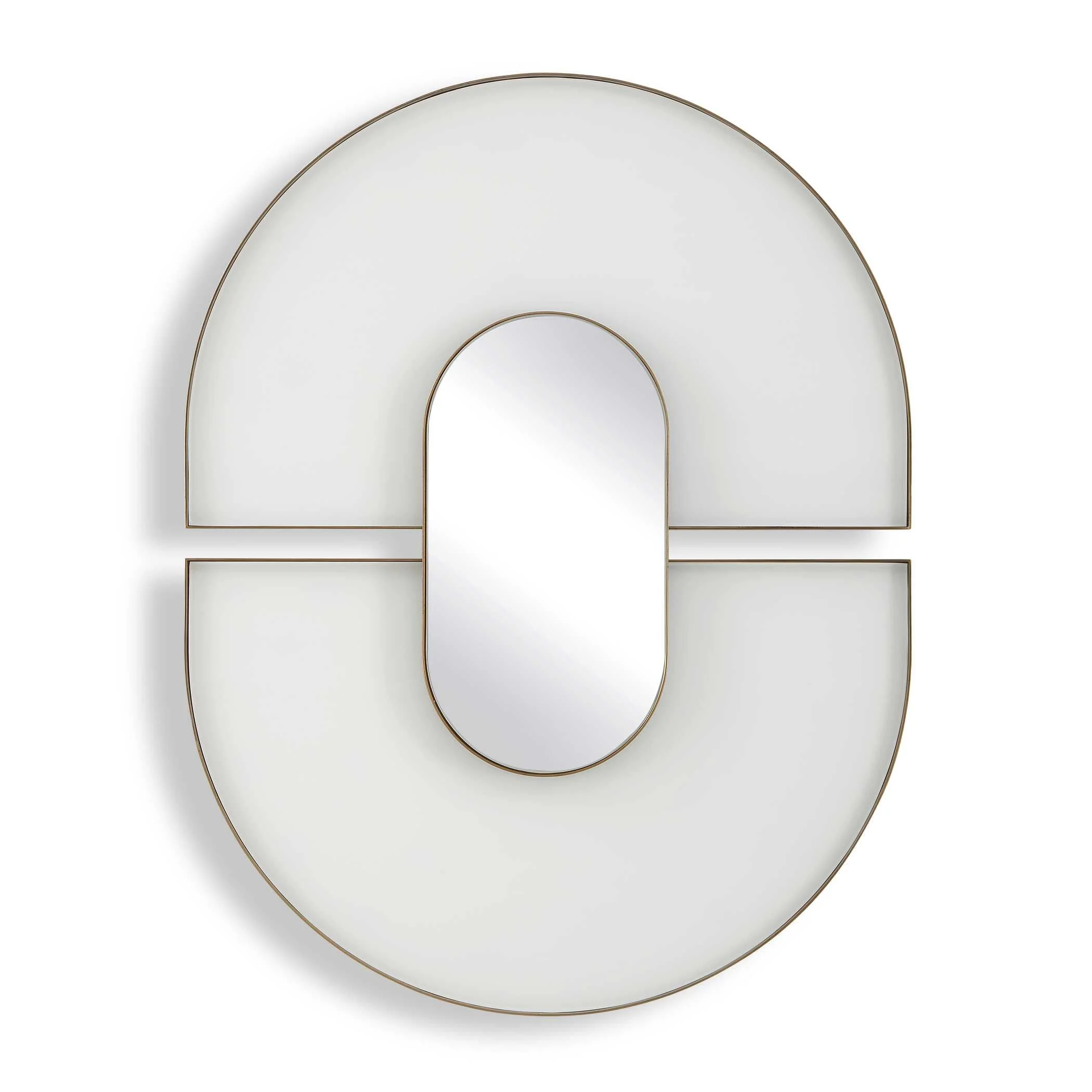Encase Modern White Oval Mirror