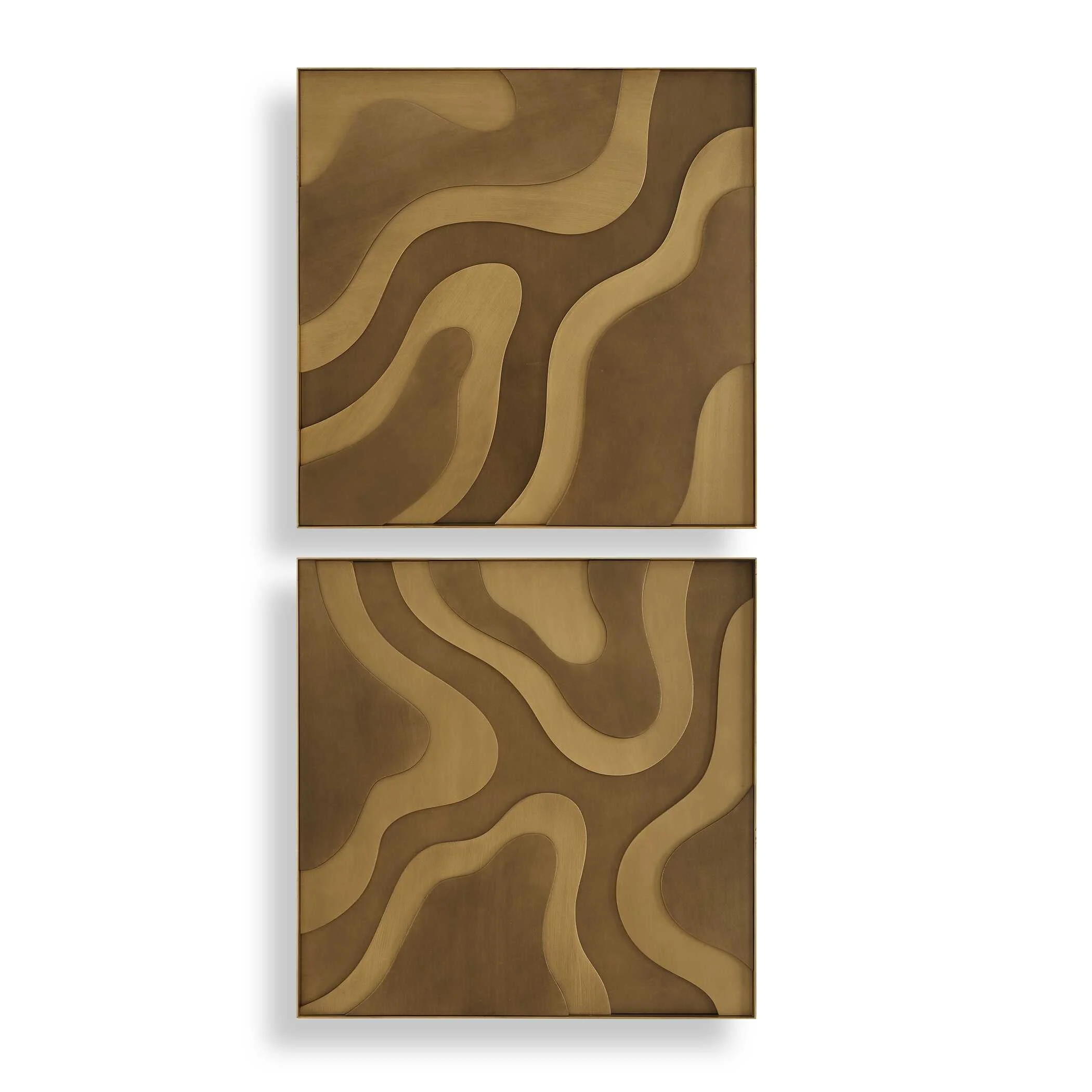 Golden Terrain Wooden Wall Decor // Set of 2