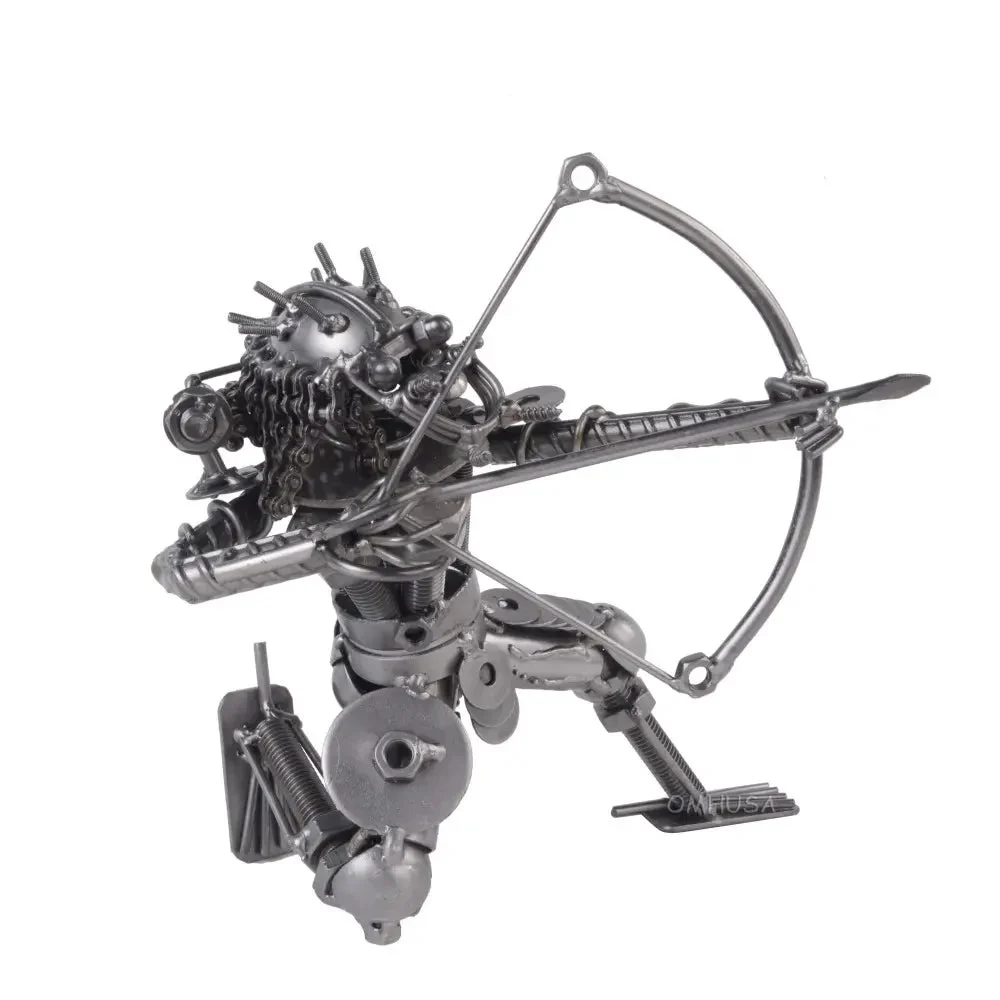 Handmade Metal Predator Figurine 9" Tall– Bow & Arrow Pose 2 By Old Modern Handicrafts