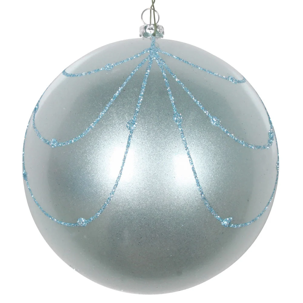Vickerman Mt194632D 4.75" Baby Blue Candy Finish Curtain Ornament With Glitter Accents 4 Per Bag