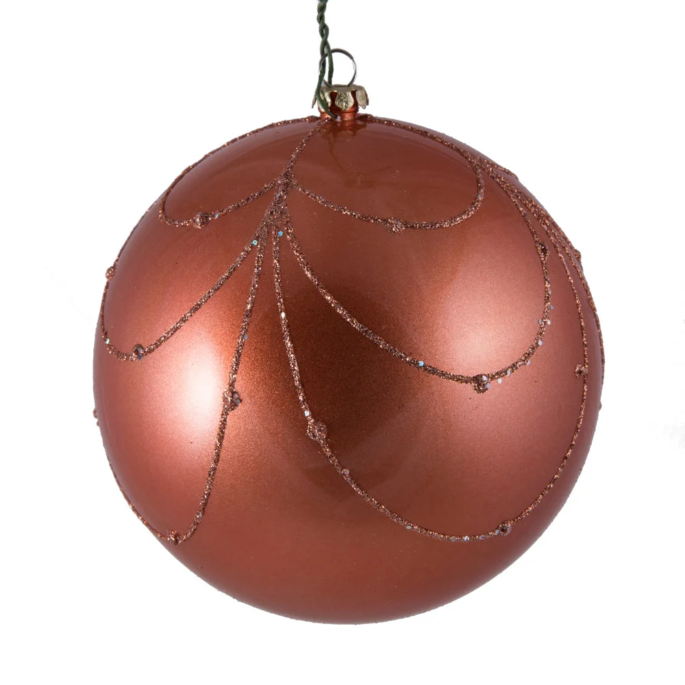 Vickerman Mt194671D 4.75" Coral Candy Finish Curtain Ornament With Glitter Accents 4 Per Bag