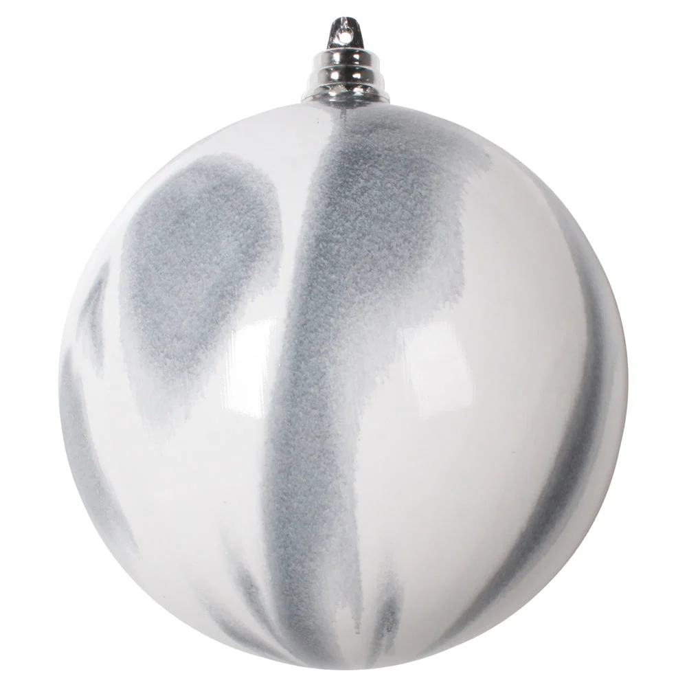 Vickerman Mt203607 4" Gray And White Marble Ball Ornament 4 Per Bag