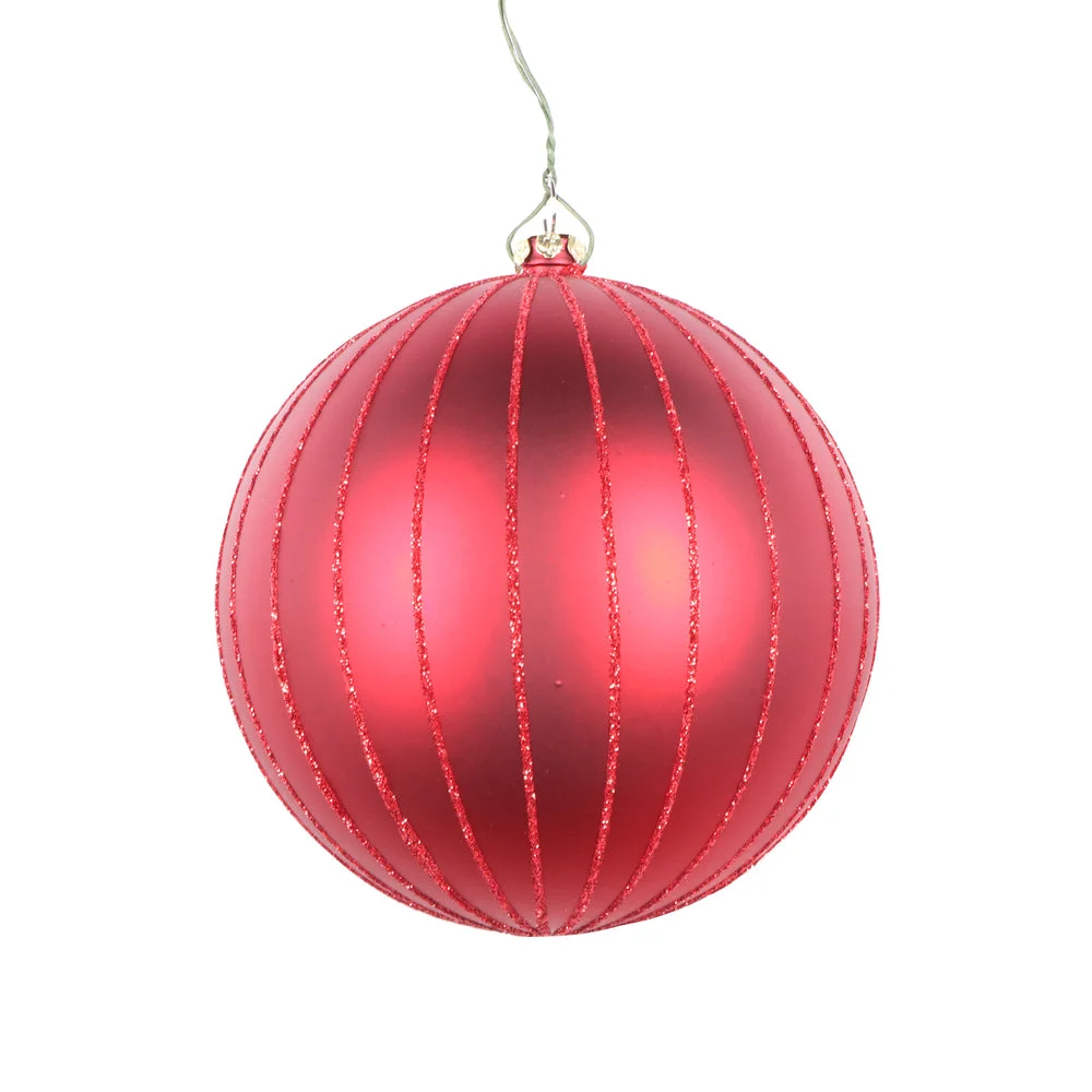 Vickerman Mt211503D 4" Red Matte Glitter Ball Christmas Ornament 4 Pieces Per Bag