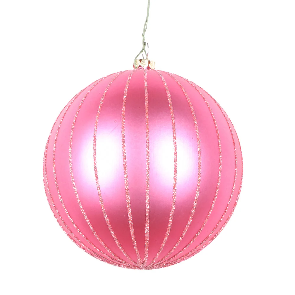 Vickerman Mt211545D 4" Mauve Matte Glitter Ball Christmas Ornament 4 Pieces Per Bag