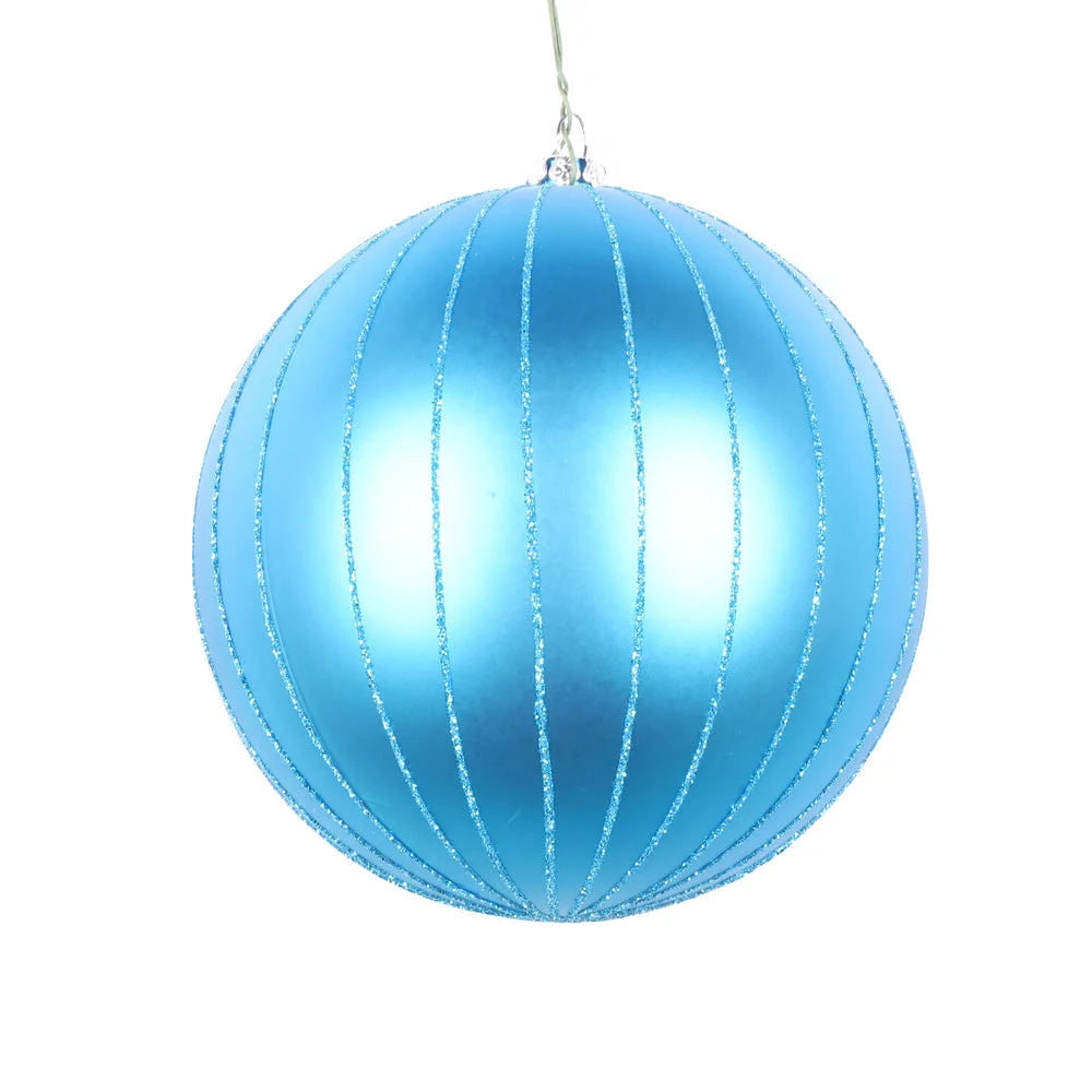 Vickerman Mt211712D 5" Turquoise Matte Glitter Ball Christmas Ornament 4 Pieces Per Bag