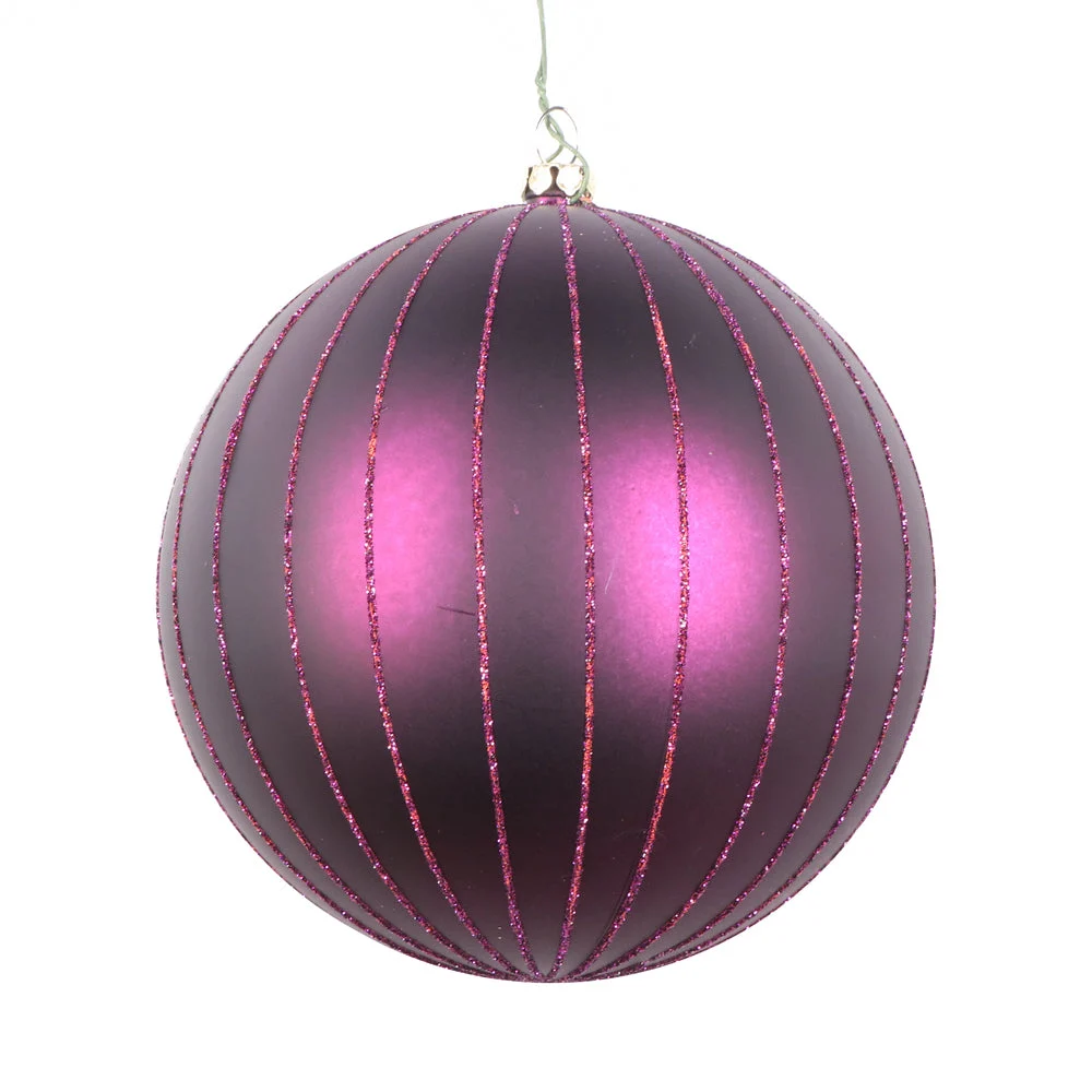 Vickerman Mt211726D 5" Plum Matte Glitter Ball Christmas Ornament 4 Pieces Per Bag