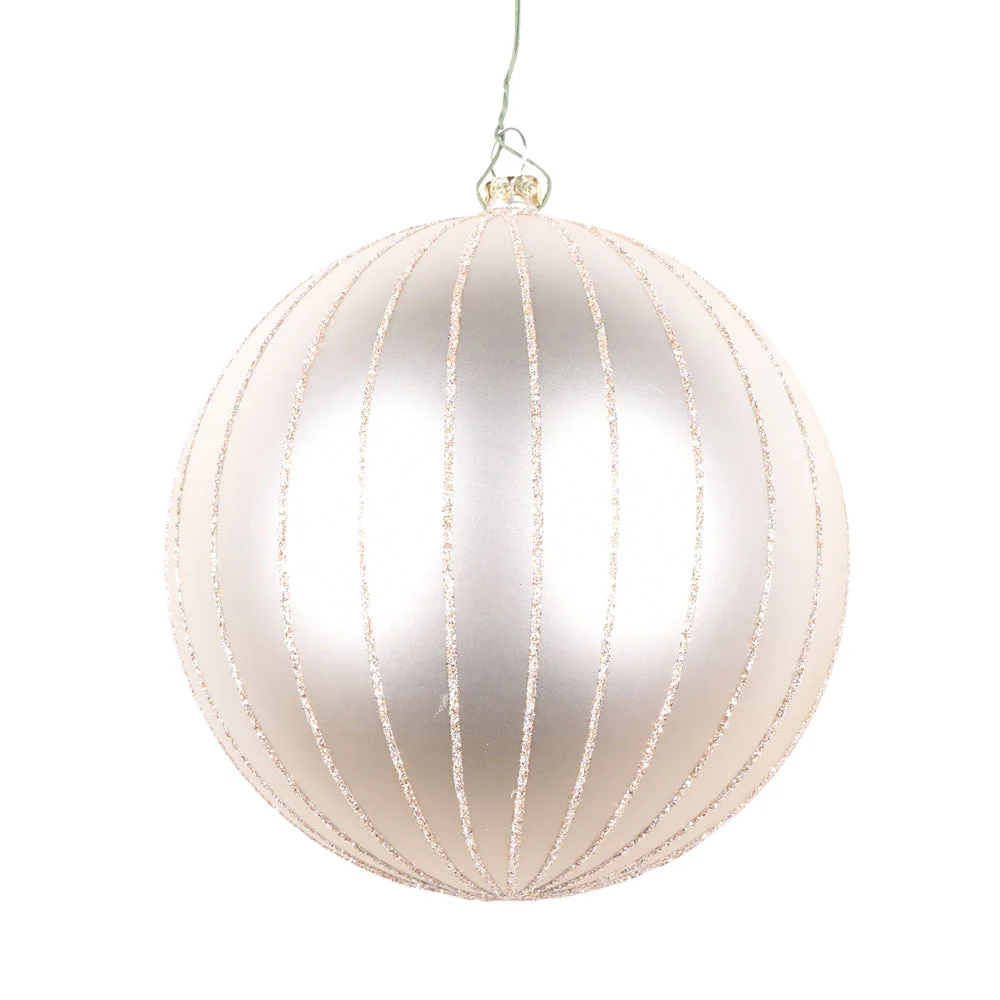 Vickerman Mt211743D 5" Oat Matte Glitter Ball Christmas Ornament 4 Pieces Per Bag
