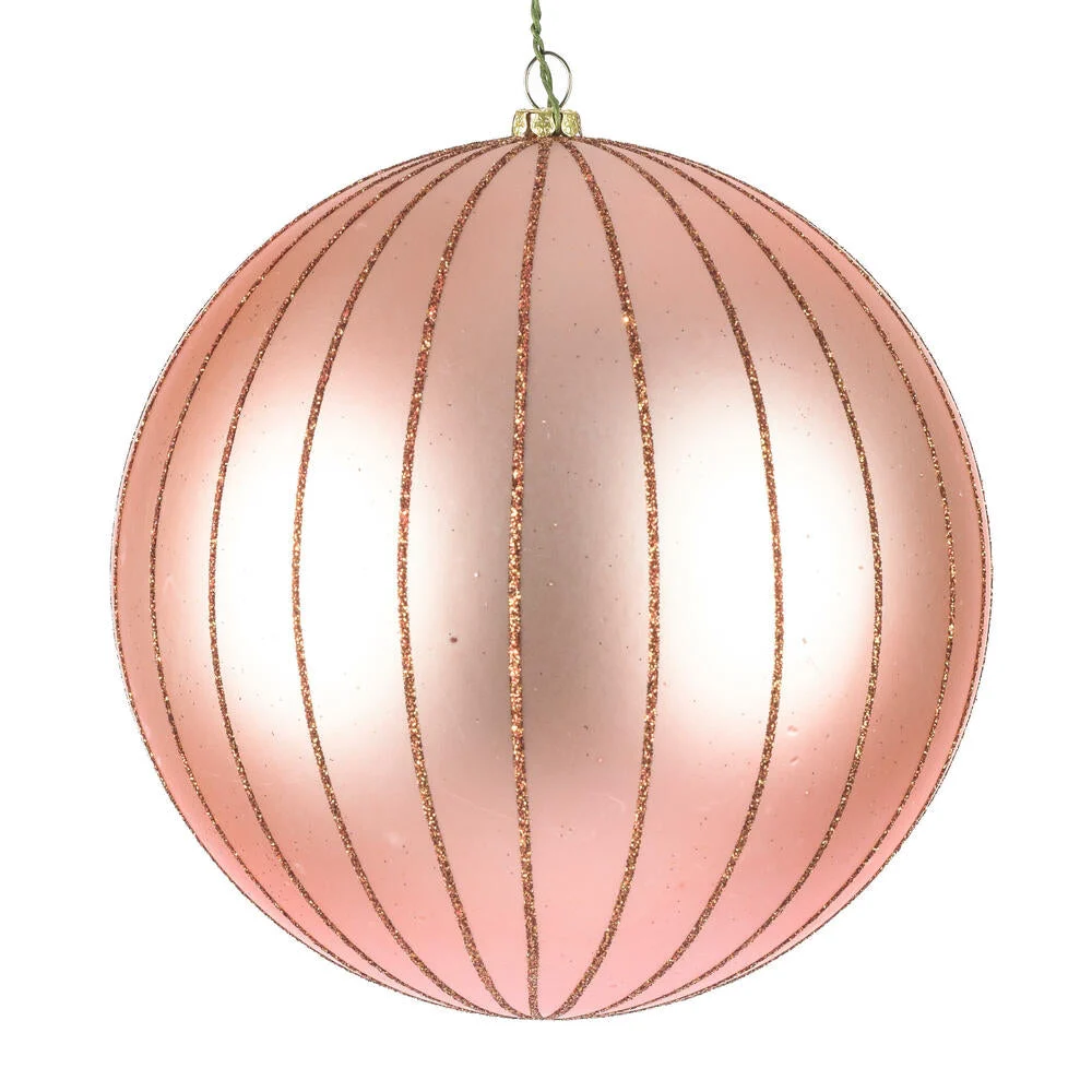 Vickerman Mt211958D 6" Rose Gold Matte Glitter Ball Christmas Ornament 2 Pieces Per Bag