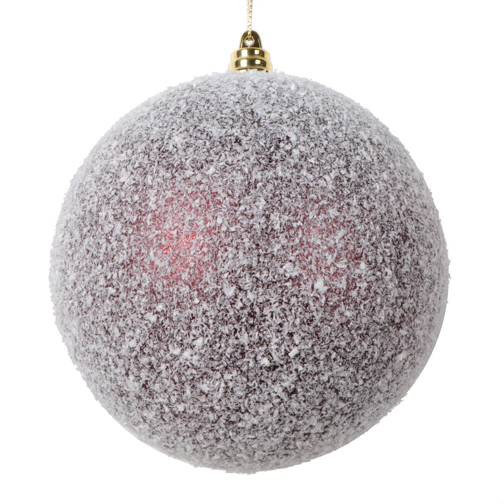 Vickerman Mt220365 4.75" Burgundy Matte Snow Covered Ornament 4 Per Bag.