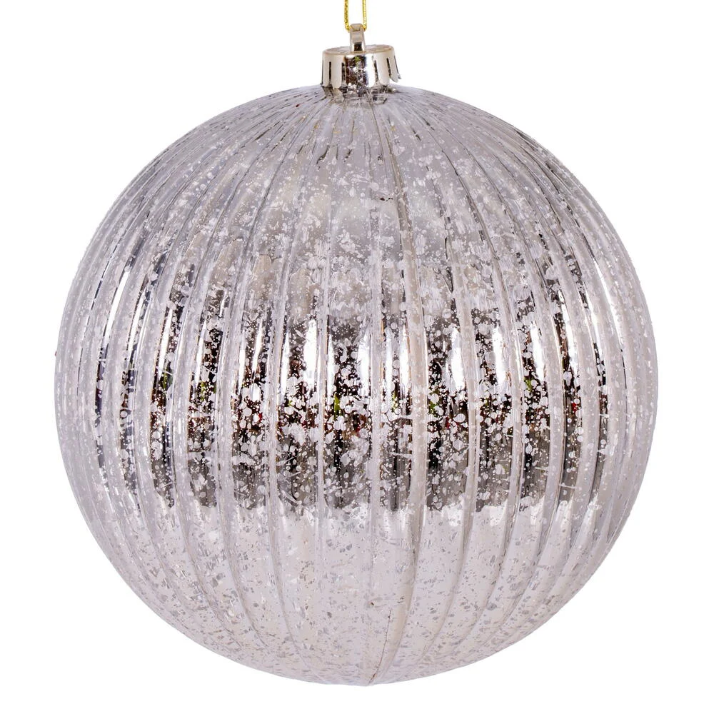 Vickerman N162443 6" Oat Shiny Lined Mercury Ball Ornament 4 Per Bag.