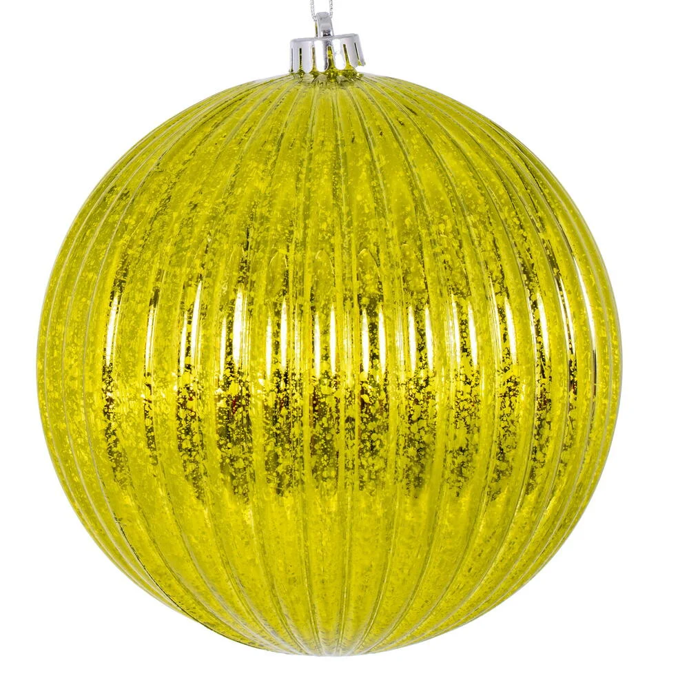 Vickerman N162473 6" Lime Shiny Lined Mercury Ball Ornament 4 Per Bag.
