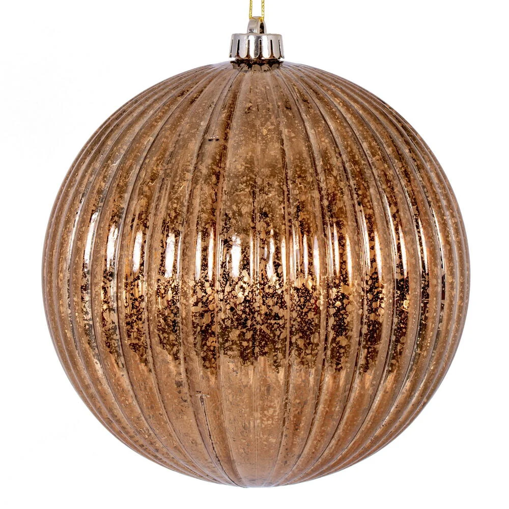 Vickerman N162476 6" Mocha Shiny Lined Mercury Ball Ornament 4 Per Bag.