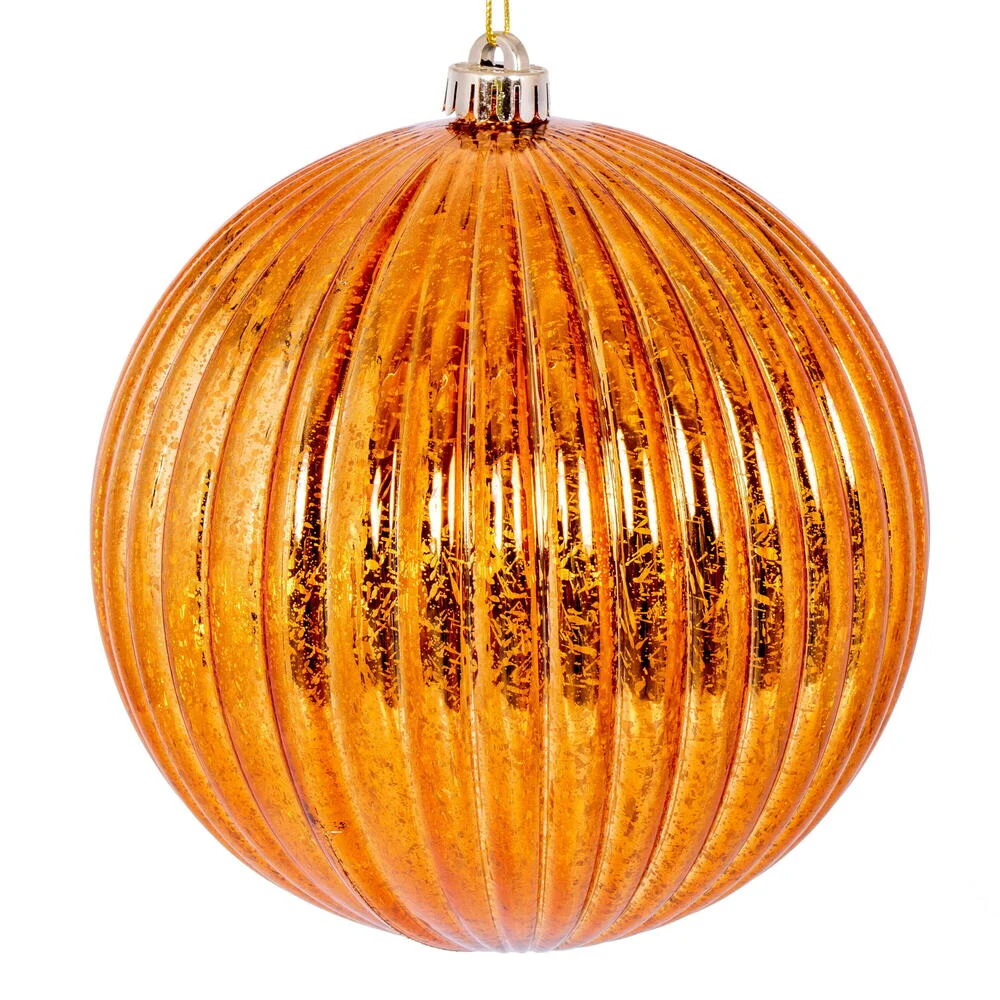 Vickerman N162288 4" Copper Shiny Lined Mercury Ball Ornament 6 Per Bag.