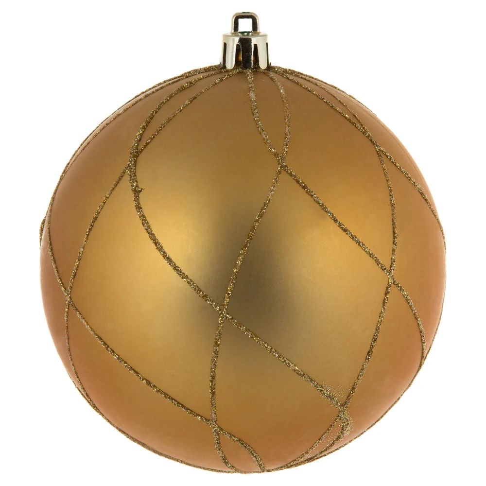 Vickerman N170633D 4" Coppergold Matte Glit Swirl Ball 4/Box