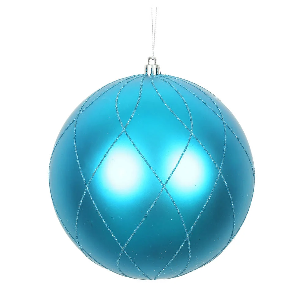 Vickerman N170712D 6" Turquoise Matte And Glitter Swirl Ball Ornament 3 Per Box
