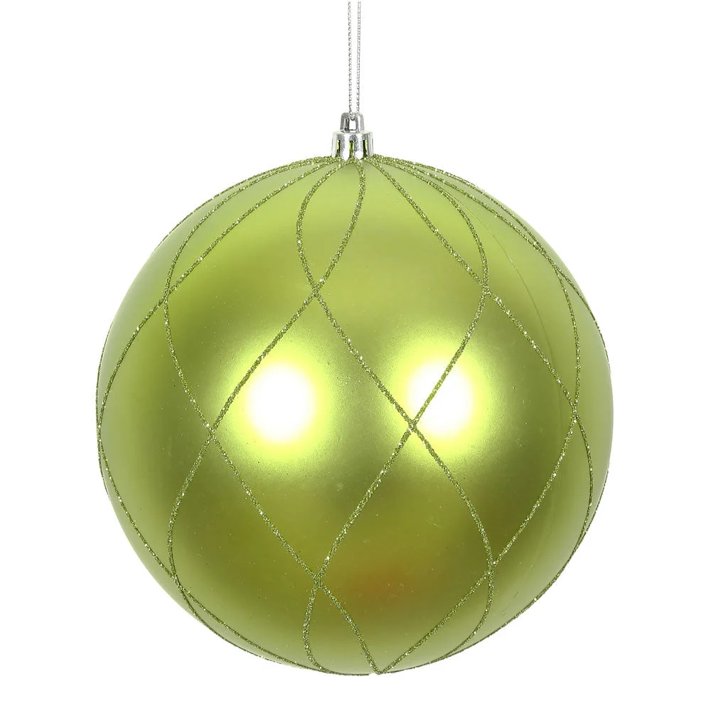 Vickerman N170873D 8" Lime Matte And Glitter Swirl Ball Ornament