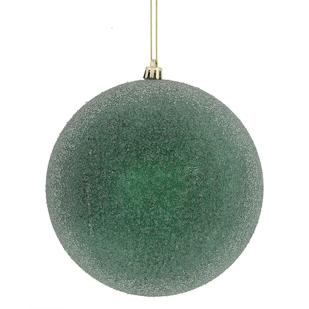 Vickerman N172474D 8" Midnight Green Iced Ball Ornament With Drilled And Wired Caps.