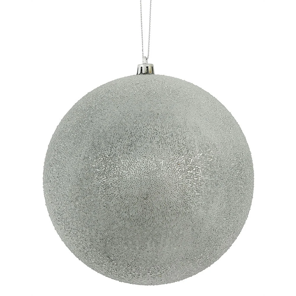 Vickerman N172187D 4" Pewter Iced Ball Ornament With Drilled And Wired Caps. Comes 4 Per Box.