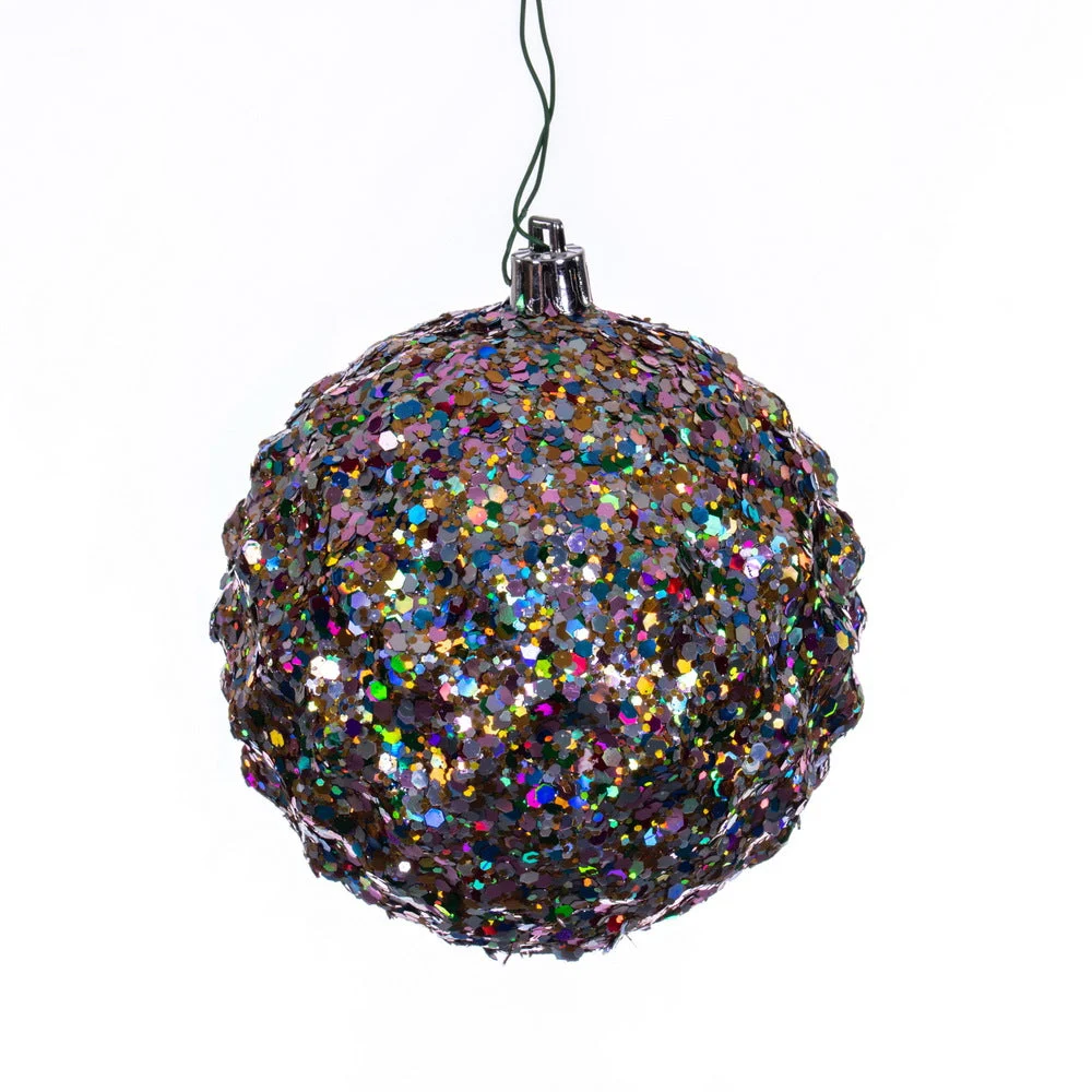 Vickerman N174199DQ 4" Multi-Color Sequin Glitter Diamond Bauble Christmas Ornament 6 Pieces Per Bag