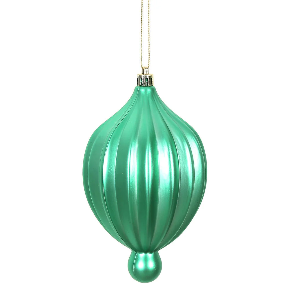 Vickerman N174644D 6.3" X 3.5" Seafoam Matte Lantern Ornament With Drilled And Wired Caps Comes 4/Bag