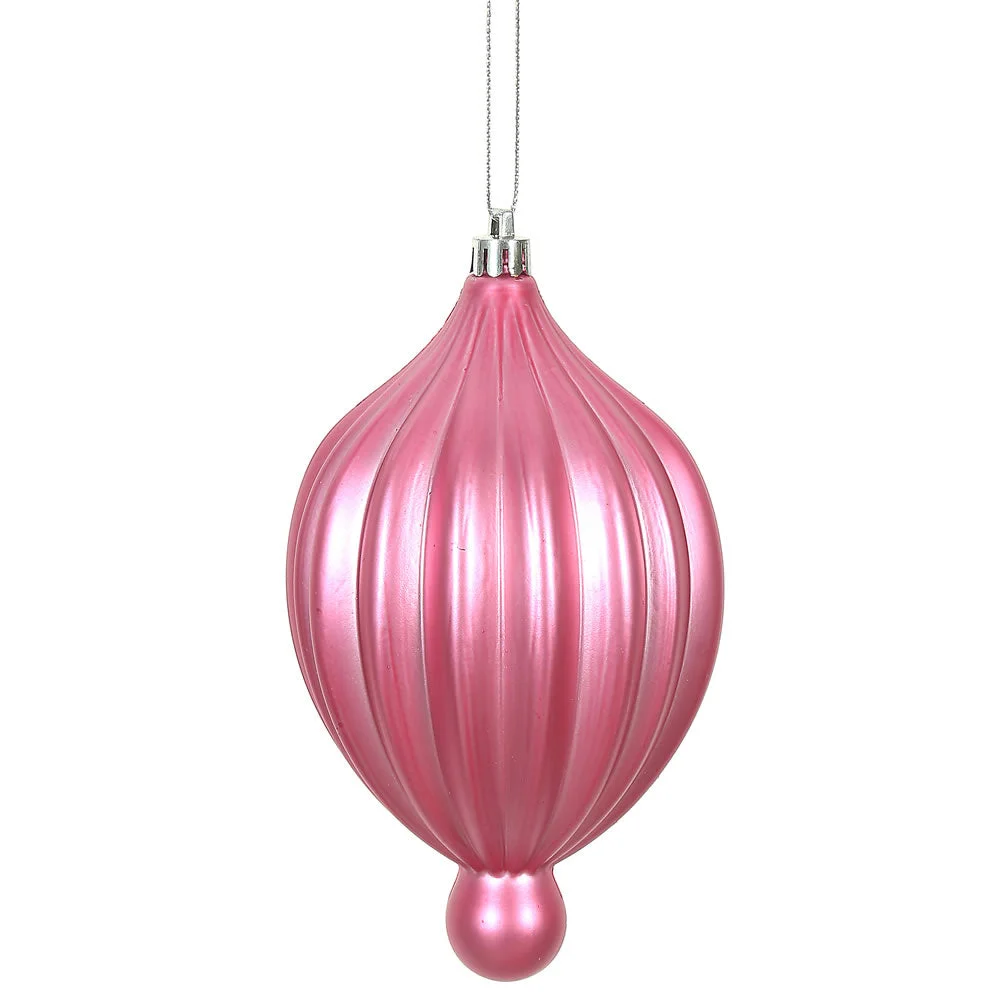 Vickerman N174645D 6.3" X 3.5" Mauve Matte Lantern Ornament With Drilled And Wired Caps Comes 4/Bag