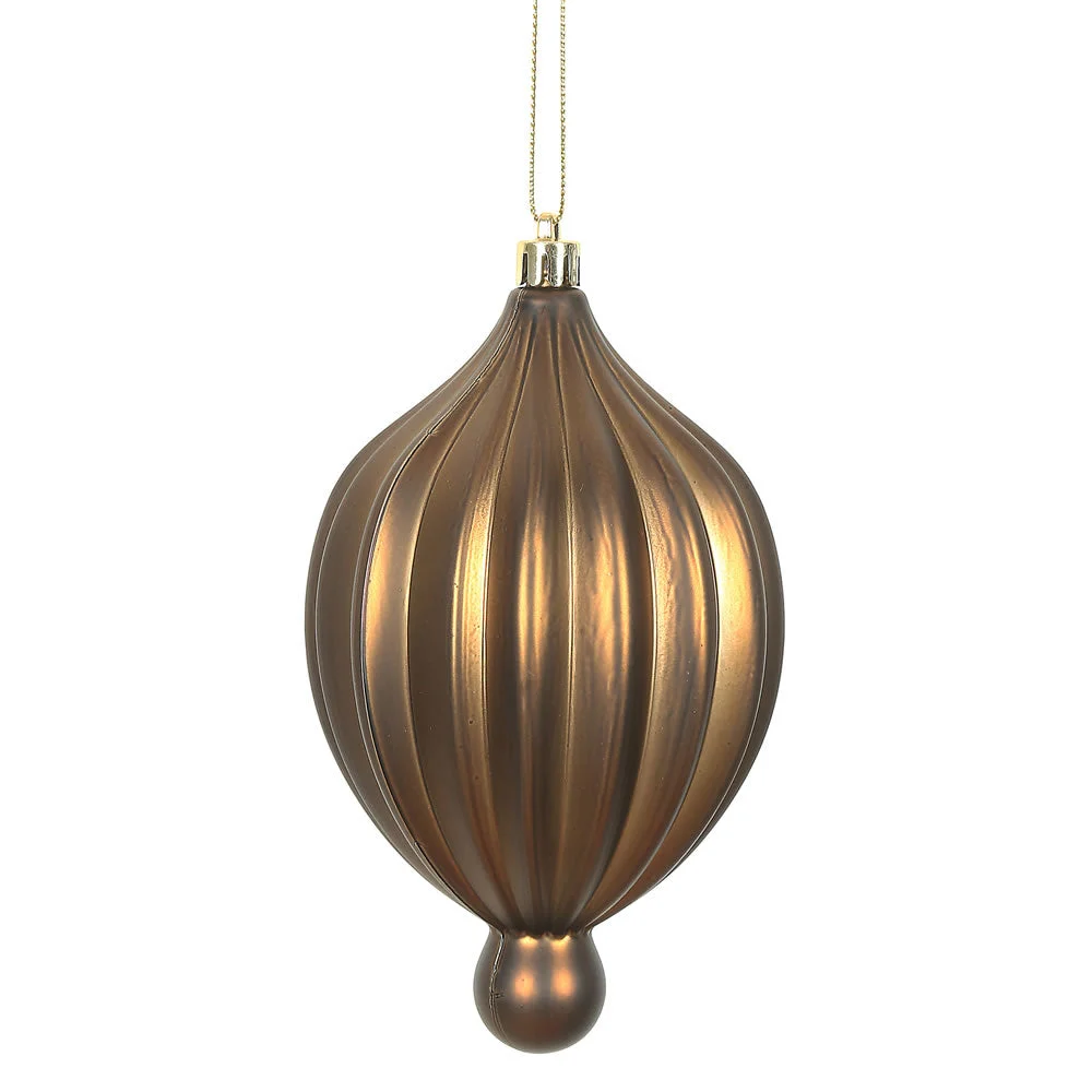 Vickerman N174676D 6.3" X 3.5" Mocha Matte Lantern Ornament With Drilled And Wired Caps Comes 4/Bag