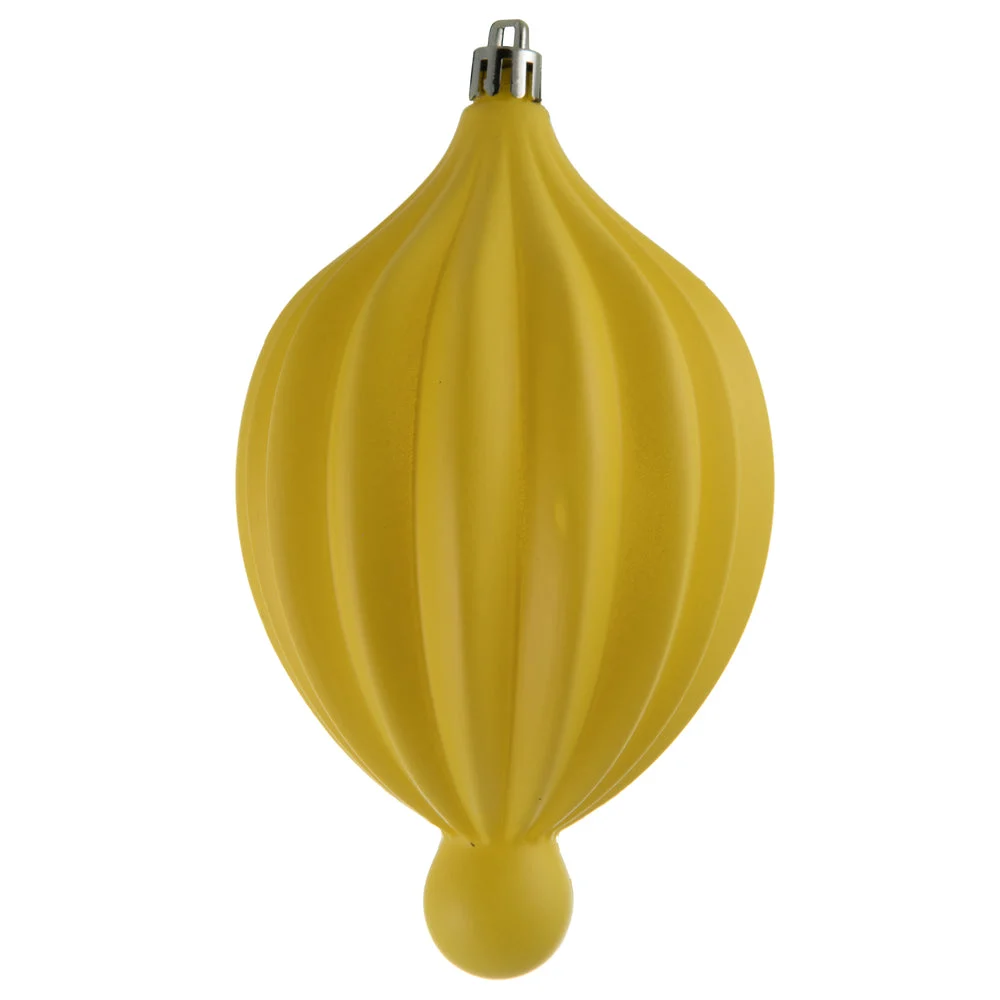 Vickerman N174678D 6.3" X 3.5" Yellow Matte Lantern Ornament With Drilled And Wired Caps Comes 4/Bag