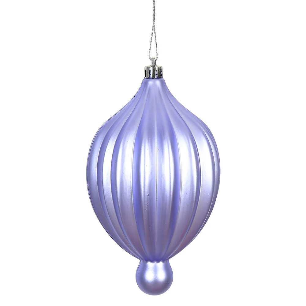 Vickerman N174686D 6.3" X 3.5" Lavender Matte Lantern Ornament With Drilled And Wired Caps Comes 4/Bag
