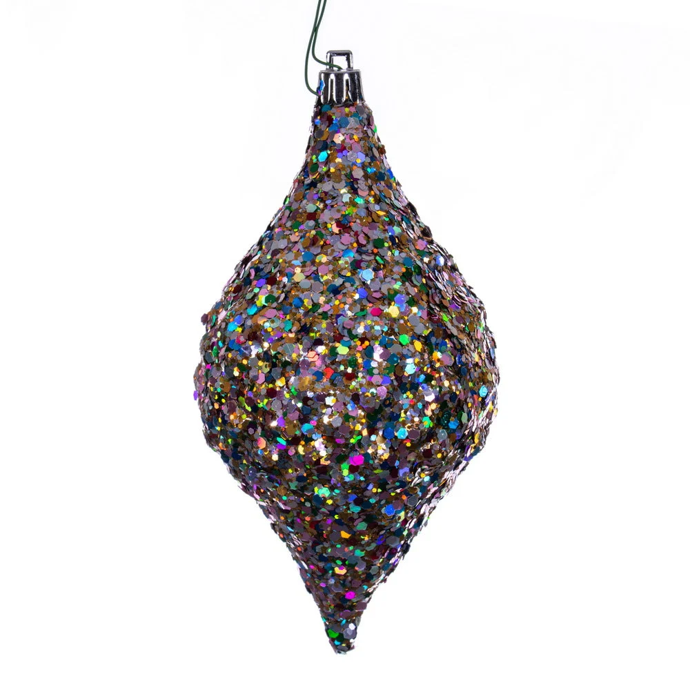 Vickerman N174999Dq 6" X 3" Multi-Color Sequin Glitter Diamond Drop Christmas Ornament 4 Pieces/Bag