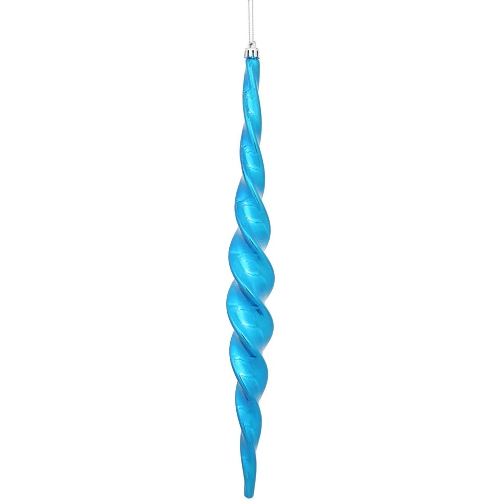 Vickerman N175102D 14.6" Blue Shiny Spiral Icicle Christmas Ornament Pack Of 2