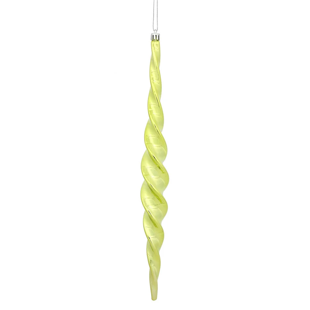 Vickerman N175173D 14.6" Lime Shiny Spiral Icicle Christmas Ornament Pack Of 2