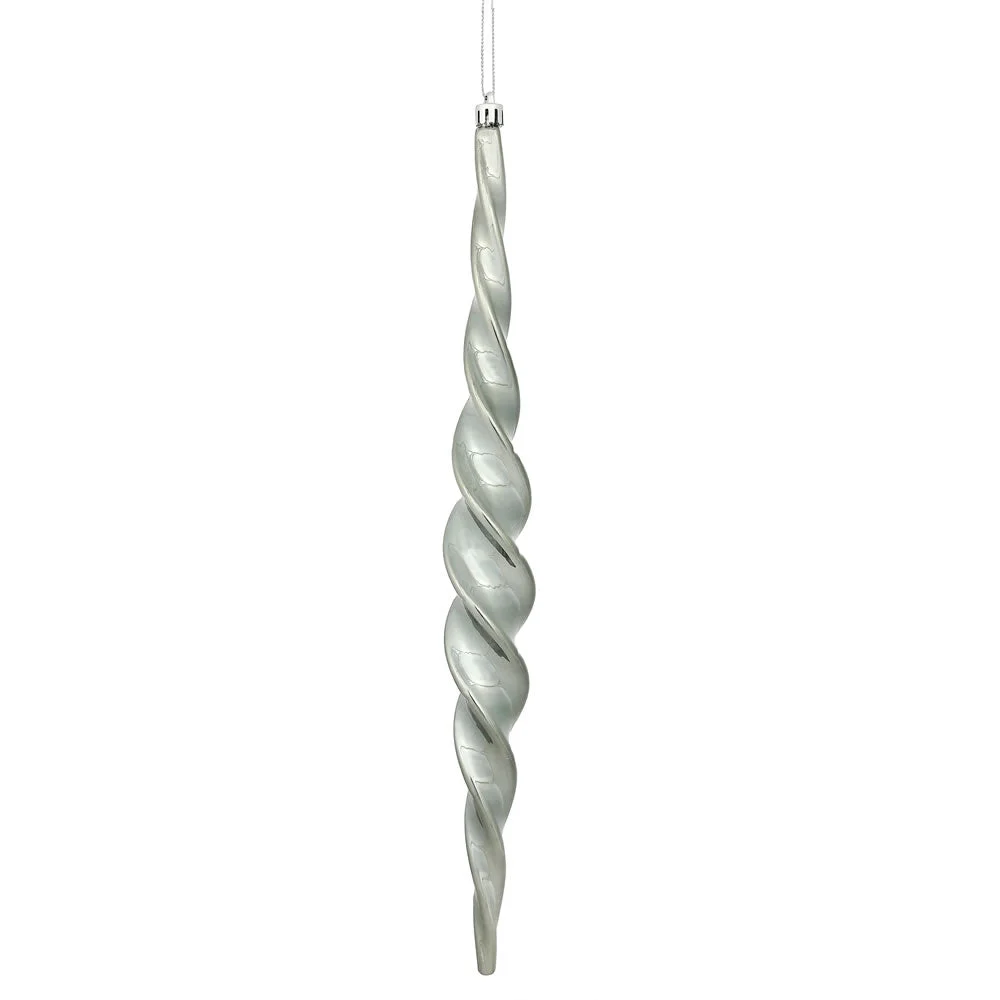 Vickerman N175187D 14.6" Pewter Shiny Spiral Icicle Christmas Ornament Pack Of 2